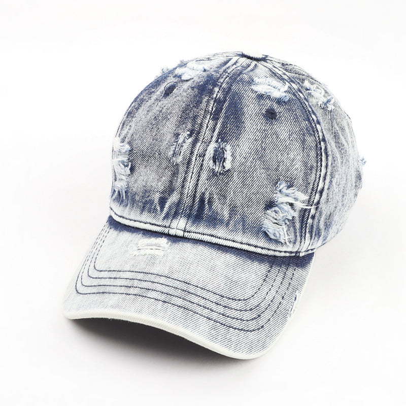 Casquette Baseball Washed Denim Distressed