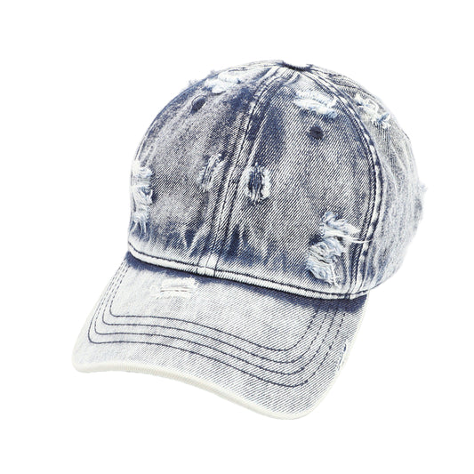 Washed Denim Distressed Baseball Cap