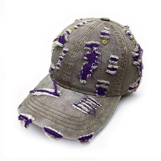 Casquette baseball Destroyed Denim Effet Déchiré