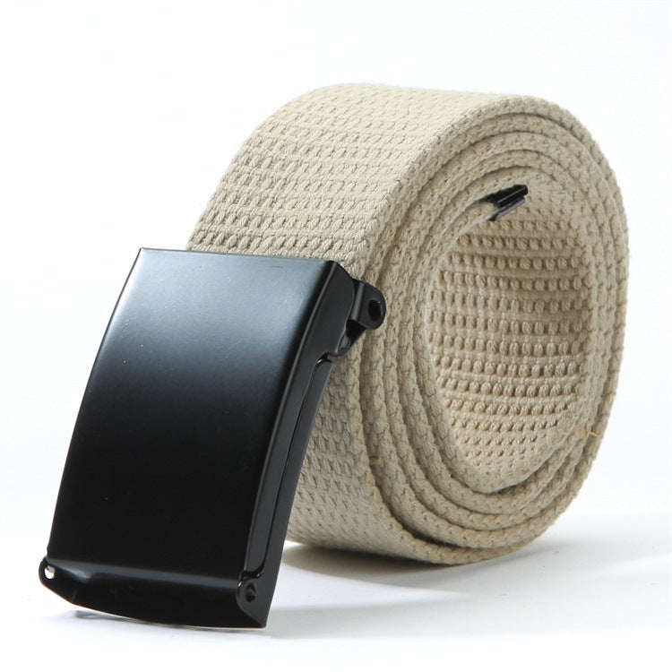 Ceinture tissée en toile avec boucle noire