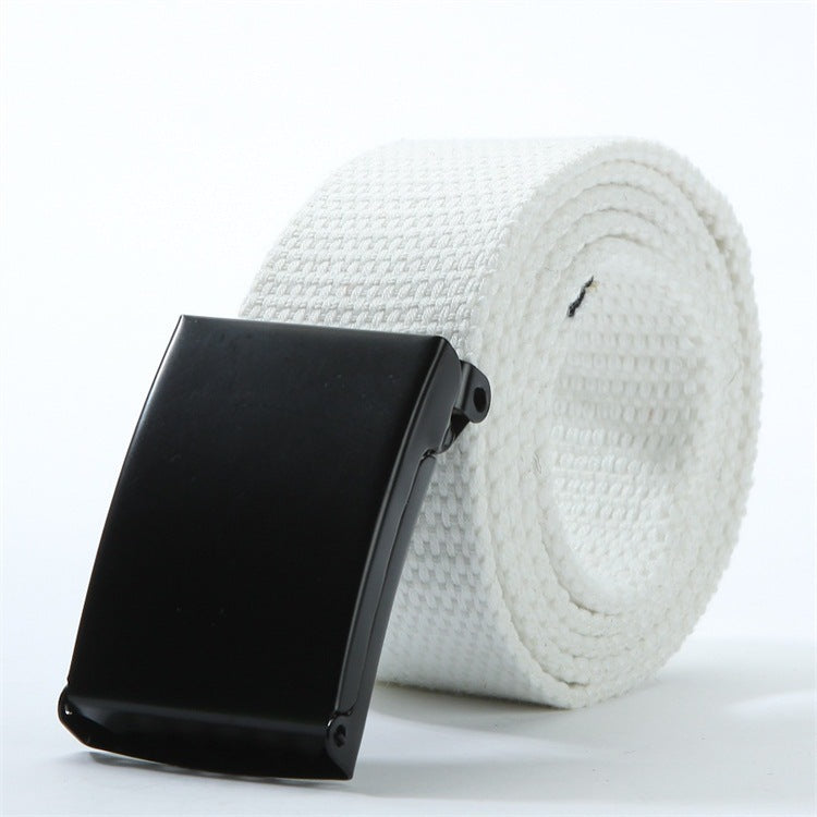 Ceinture tissée en toile avec boucle noire