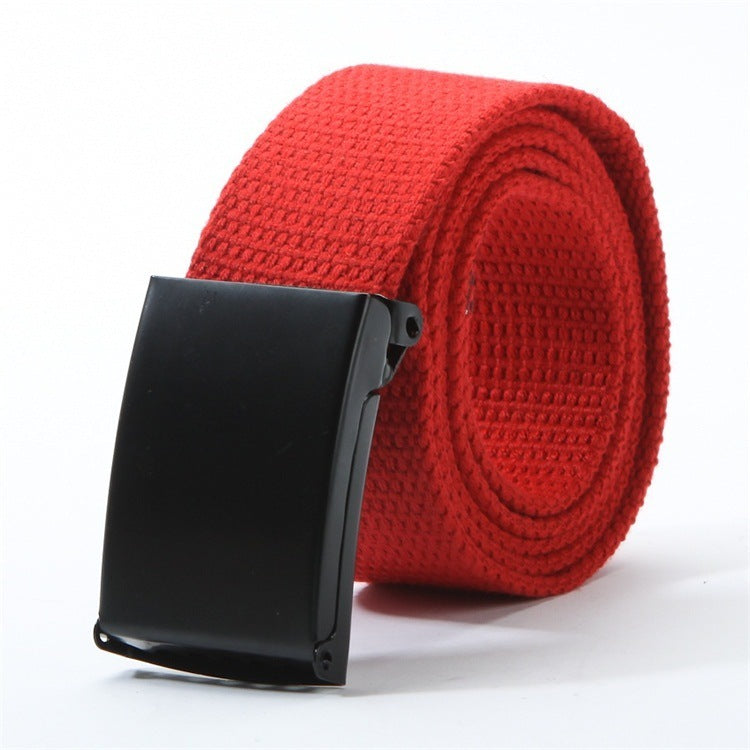 Ceinture tissée en toile avec boucle noire