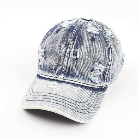 Casquette Baseball Washed Denim Distressed