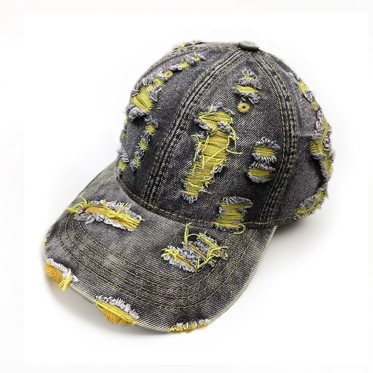 Casquette baseball Destroyed Denim Effet Déchiré